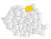 Mapa Rumunska zvýrazňující Suceava County