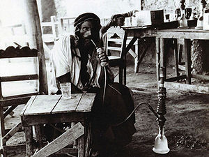 Photograph,1920,s of a coffee house in Deir ez...