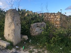 View of pre-historic landmark stones in Gudja