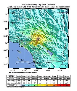 USGS Shakemap - 1992 Big Bear earthquake.jpg