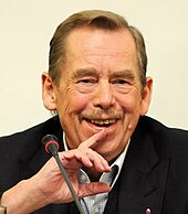 Vaclav Havel, one of the most important figures in Czech history during the 20th century. Leader of the Velvet Revolution, the last president of Czechoslovakia and the first president of the Czech Republic. Vaclav Havel cut out.jpg