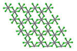 Plan view of a single layer in the crystal structure of vanadium(III) chloride