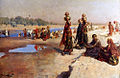 Water carriers on the Ganges, early 20th century