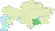 Жамбылская область на карте Казахстана