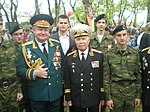 А. А. Дорофеев, М. М. Тхагапсов с бойцами военно-патриотического клуба «Феникс». Майкоп 9 мая 2012 года.