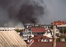 Headquarters of Russian Black Sea Fleet in Sevastopol after the strike Povrezhdeniia istoricheskogo zdaniia shtaba Chernomorskogo flota v Sevastopole 22.09.2023 v.1.jpg