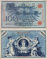 100馬克 – 紅色印章版，1908年2月7日