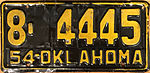 1954 Номерной знак Оклахомы.jpg