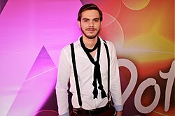 Dánielfy Gergely a 2018-as Eurovíziós Dalfesztivál magyarországi előválogatóján, Budapesten, az MTVA székházában