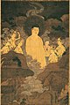 Amida coming over the Mountain from the Kyoto National Museum dated to the 13th century. Hanging scroll, 120.6 cm x 80.3 cm. Color on silk.