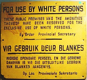 “For use by white persons” – sign from the apa...