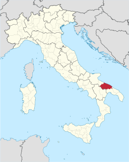 Karta över Italien med Provincia di Bari markerat