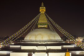 Night view of Boudhanath Stupa, the largest spherical stupa in Nepal. Photograph: Roshan Ban