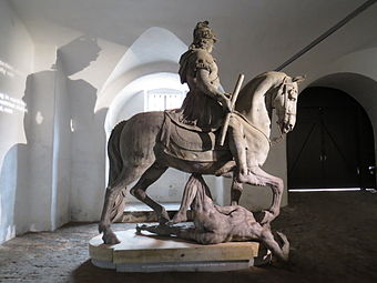 Lamoureux' originale statue af Christian V i bly