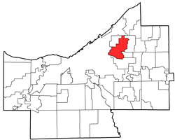 Location of Cleveland Heights in Cuyahoga County