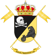 Escudo del Grupo de Caballería Ligero Acorazado "Sagunto" I/8 (GCLAC-I/8) Regimiento de Caballería Acorazada nº. 8 "Lusitania"