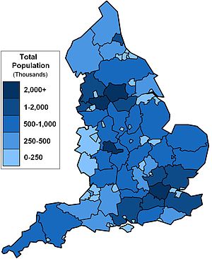 Counties of England by population, based on GN...