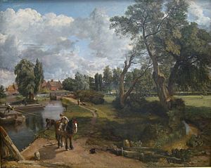 《弗拉富德的水车小屋》（Flatford Mill (Scene on a Navigable River)）1816年，油画，伦敦泰特不列颠美术馆