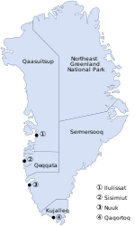 Miniatura para Divisiones alministratives de Groenlandia