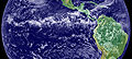 Torevêr i den intertropiske konvergenssona dannar eit band av skyer langs det austlege Stillehavet.