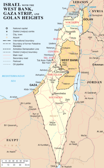 Map of Israel, the Palestinian territories (We...