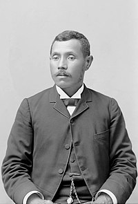 Black and white photograph of 19th-century Hawaiian man in Western suit