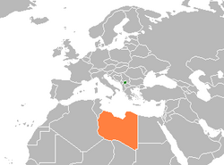 Map indicating locations of Kosovo and Libya