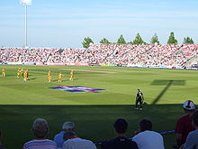 Pietersen walks out to bat against Australia at the Rose Bowl in his 100th ODI Kp walks out.JPG