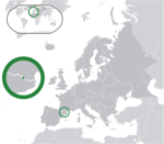 ヨーロッパにおけるアンドラの地図