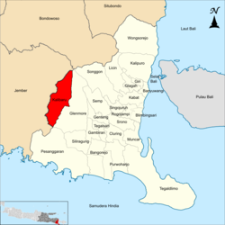 Peta genah kecamatan Kalibaru ring Banyuwangi