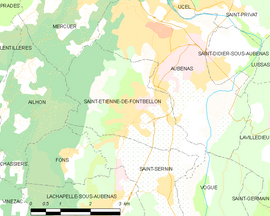 Mapa obce Saint-Étienne-de-Fontbellon