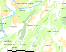 Mapa obce Vorges-les-Pins