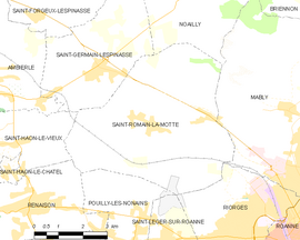 Mapa obce Saint-Romain-la-Motte