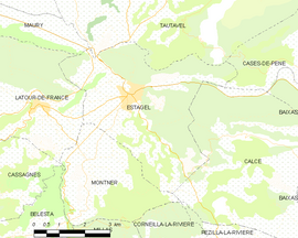 Mapa obce Estagel