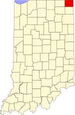 Карта штата Индиана с указанием округа Стойбен