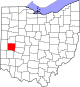 Localização do Map of Ohio highlighting Miami County
