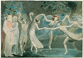 «Ոբերոն, Տիտանիա եւ Չար ոգին պարող պարիկներուն» Ուիլիըմ Պլէյք William Blake, 1786