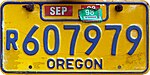 Oregon 1998 Travel Trailer номерной знак.jpg