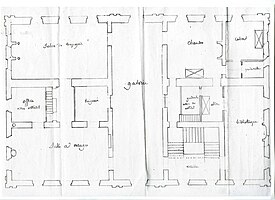 Plan de l'étage, fin XVIIIe siècle (avant reconstruction ?)