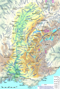 Topografisk kort over Rhône-bassinet