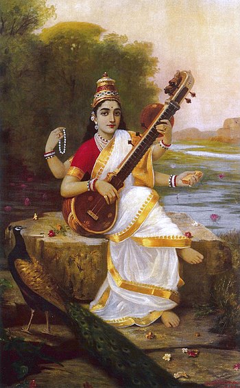Painting of the Goddess Saraswati by Raja Ravi...