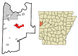 Location in Sebastian County and the state of Arkansas