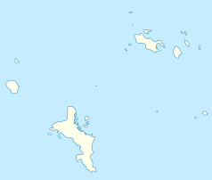Mapa konturowa Wysp Wewnętrznych, na dole nieco na lewo znajduje się czarny trójkącik z opisem „Morne Seychellois”