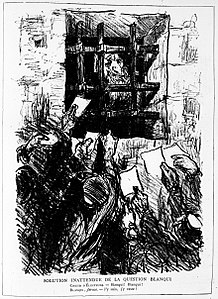 Caricature de Blanqui, à propos de son élection à Bordeaux (Triboulet du 27 avril 1879).
