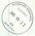South Africa: Current style entry stamp only from Cape Town INT Airport. This style is also current for road entry.