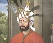 I Şah Təhmasib və Moğol hökmdarı Humayun şahın 1543-cü ildə Qəzvindəki görüşü zamanı olan rəsmdən bir görüntü (İsfahandakı "Çəhəl Sütun Sarayı"-nın divarına çəkilmiş rəsm əsəri)
