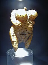 The Venus of Hohle Fels is an ancient example of pornographic work. Standing at approximately six centimeters tall and carved from mammoth ivory, the artifact is estimated to be at least 35,000 years old. Venus vom Hohle Fels-01.JPG
