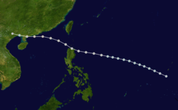 1927年丁卯颱風的路徑圖