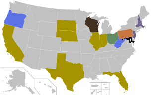 Republican primaries results by state
.mw-parser-output .col-begin{border-collapse:collapse;padding:0;color:inherit;width:100%;border:0;margin:0}.mw-parser-output .col-begin-small{font-size:90%}.mw-parser-output .col-break{vertical-align:top;text-align:left}.mw-parser-output .col-break-2{width:50%}.mw-parser-output .col-break-3{width:33.3%}.mw-parser-output .col-break-4{width:25%}.mw-parser-output .col-break-5{width:20%}@media(max-width:720px){.mw-parser-output .col-begin,.mw-parser-output .col-begin>tbody,.mw-parser-output .col-begin>tbody>tr,.mw-parser-output .col-begin>tbody>tr>td{display:block!important;width:100%!important}.mw-parser-output .col-break{padding-left:0!important}}
.mw-parser-output .legend{page-break-inside:avoid;break-inside:avoid-column}.mw-parser-output .legend-color{display:inline-block;min-width:1.25em;height:1.25em;line-height:1.25;margin:1px 0;text-align:center;border:1px solid black;background-color:transparent;color:black}.mw-parser-output .legend-text{}
No primary held
John W. Byrnes
Barry Goldwater
Henry Cabot Lodge Jr.
Jim Rhodes
Nelson Rockefeller
William Scranton
Technically, in South Dakota and Florida, Goldwater finished in second to "Unpledged Delegates", but he finished before all other candidates. 1964RepublicanPresidentialPrimaries.svg