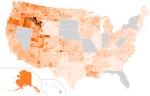 1972 presidential election - Percentage of votes cast for John Schmitz by county